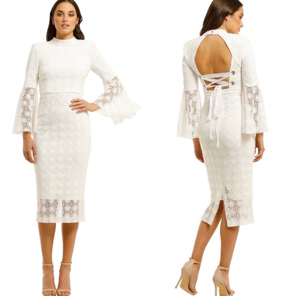 Rebecca Vallance Mireya Ivory Crochet Lace Sheath Midi Dress Size US 6 - Picture 1 of 16